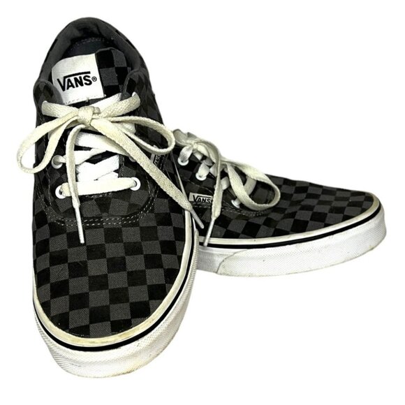 Vans Youth 5.5 Black & Gray Checkerboard Lace-Up Skate Shoes - Picture 3 of 7